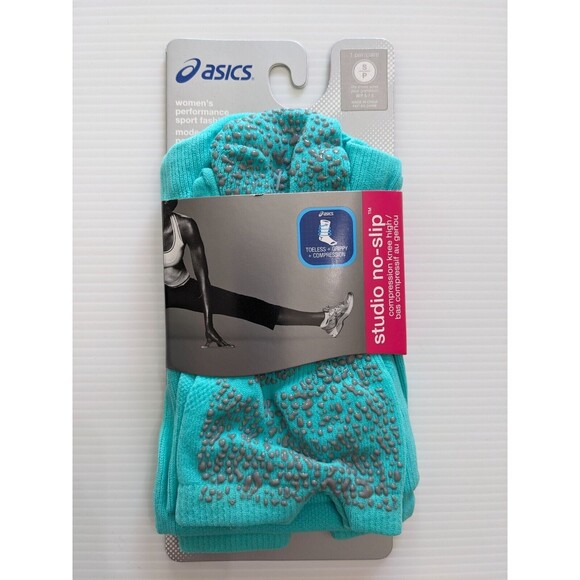 ASICS Studio No-Slip Compression Knee High Socks Women's Green Size S/P - Picture 1 of 4